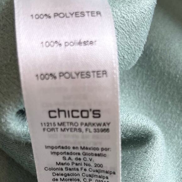Chico's Jacket Women's Size 2 Large 12/14 Turquoise Faux Suede Gold Buttons - Picture 7 of 10
